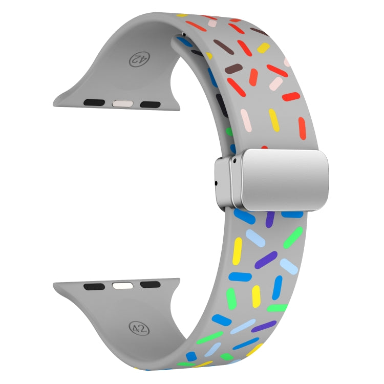 For Apple Watch Ultra 49mm Rainbow Dots Silicone Magnetic Buckle Watch Band(Gray)