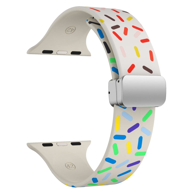 For Apple Watch Ultra 49mm Rainbow Dots Silicone Magnetic Buckle Watch Band(Starlight Color) - Watch Bands by PMC TechLife | Online Shopping South Africa | PMC TechLife