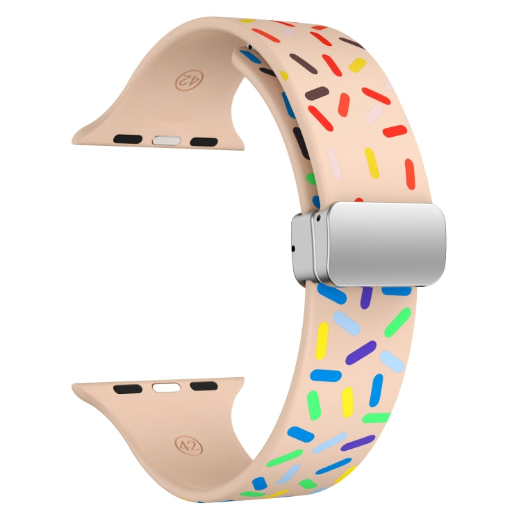 For Apple Watch 7 41mm Rainbow Dots Silicone Magnetic Buckle Watch Band(Pink) - Watch Bands by PMC TechLife | Online Shopping South Africa | PMC TechLife