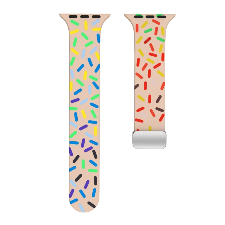 For Apple Watch 7 41mm Rainbow Dots Silicone Magnetic Buckle Watch Band(Pink) - Watch Bands by PMC TechLife | Online Shopping South Africa | PMC TechLife