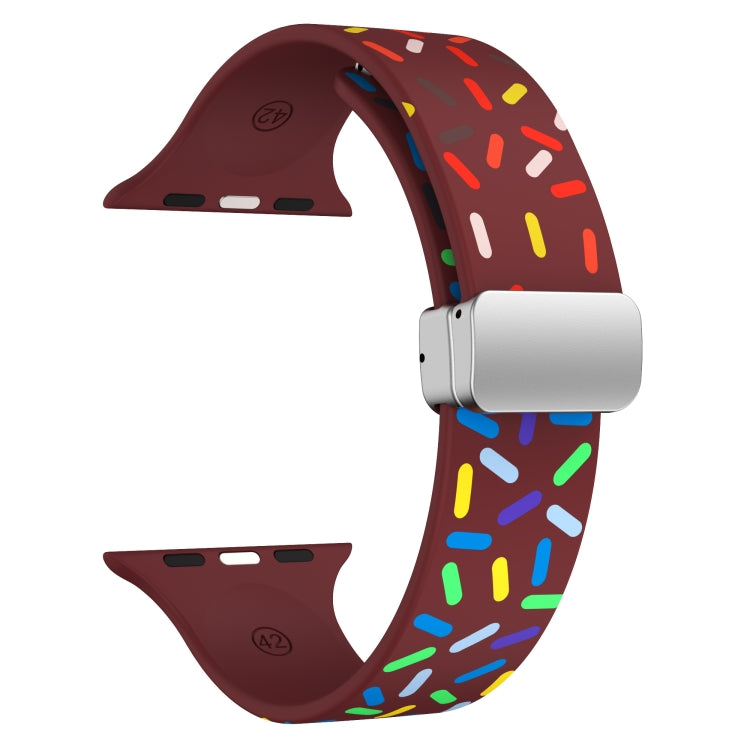For Apple Watch 7 41mm Rainbow Dots Silicone Magnetic Buckle Watch Band(Wine) - Watch Bands by PMC TechLife | Online Shopping South Africa | PMC TechLife