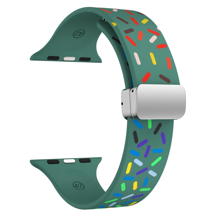 For Apple Watch 7 41mm Rainbow Dots Silicone Magnetic Buckle Watch Band(Green)
