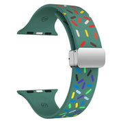 For Apple Watch SE 40mm Rainbow Dots Silicone Magnetic Buckle Watch Band(Green)