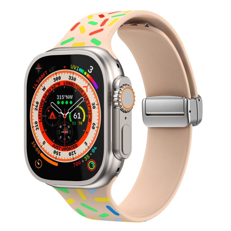 For Apple Watch 5 40mm Rainbow Dots Silicone Magnetic Buckle Watch Band(Pink) - Watch Bands by PMC TechLife | Online Shopping South Africa | PMC TechLife