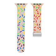 For Apple Watch 5 40mm Rainbow Dots Silicone Magnetic Buckle Watch Band(Pink)