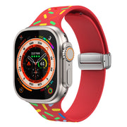 For Apple Watch 5 40mm Rainbow Dots Silicone Magnetic Buckle Watch Band(Red)