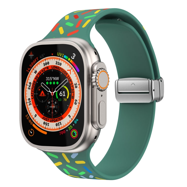 For Apple Watch 5 40mm Rainbow Dots Silicone Magnetic Buckle Watch Band(Green) - Watch Bands by PMC TechLife | Online Shopping South Africa | PMC TechLife