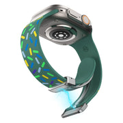 For Apple Watch 5 40mm Rainbow Dots Silicone Magnetic Buckle Watch Band(Green)