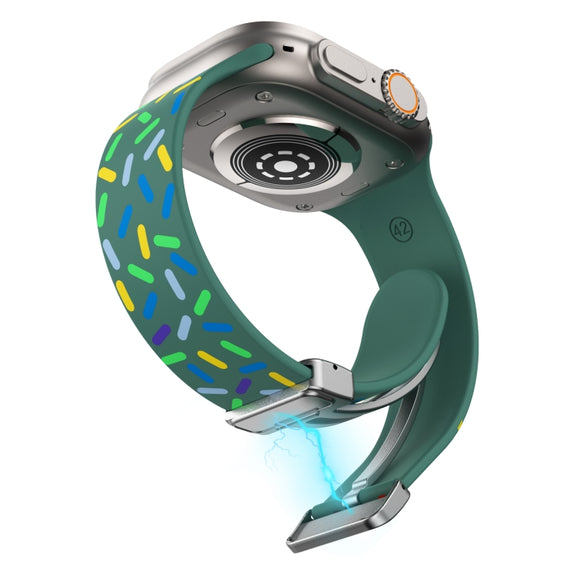 For Apple Watch 5 40mm Rainbow Dots Silicone Magnetic Buckle Watch Band(Green)
