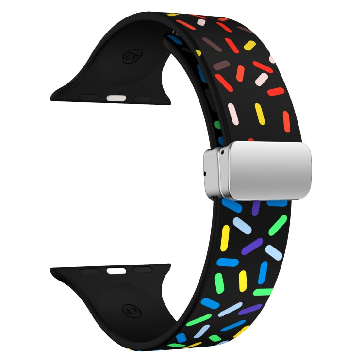 For Apple Watch 4 40mm Rainbow Dots Silicone Magnetic Buckle Watch Band(Black) - Watch Bands by PMC TechLife | Online Shopping South Africa | PMC TechLife