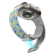 For Apple Watch 4 40mm Rainbow Dots Silicone Magnetic Buckle Watch Band(Gray)