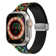 For Apple Watch 2 42mm Rainbow Dots Silicone Magnetic Buckle Watch Band(Black)