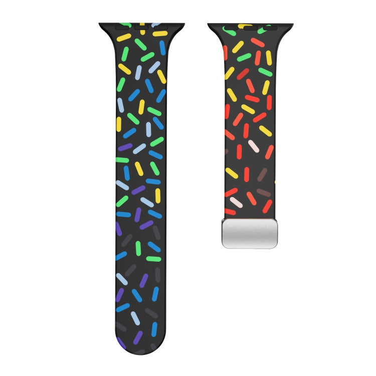 For Apple Watch 2 42mm Rainbow Dots Silicone Magnetic Buckle Watch Band(Black)