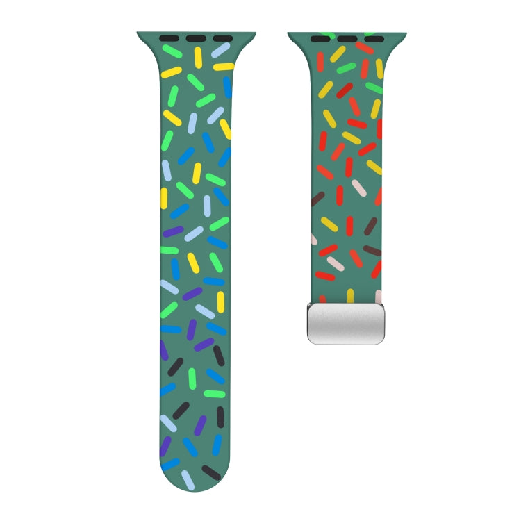 For Apple Watch 2 42mm Rainbow Dots Silicone Magnetic Buckle Watch Band(Green) - Watch Bands by PMC TechLife | Online Shopping South Africa | PMC TechLife