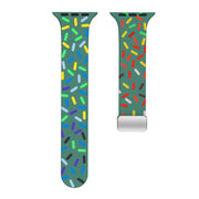For Apple Watch 2 42mm Rainbow Dots Silicone Magnetic Buckle Watch Band(Green)