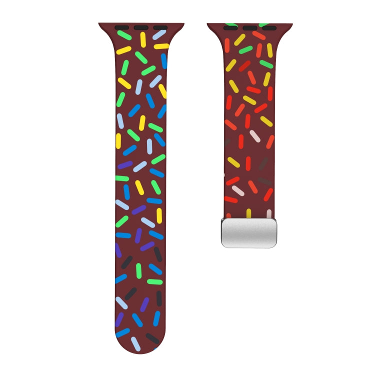 For Apple Watch 42mm Rainbow Dots Silicone Magnetic Buckle Watch Band(Wine) - Watch Bands by PMC TechLife | Online Shopping South Africa | PMC TechLife