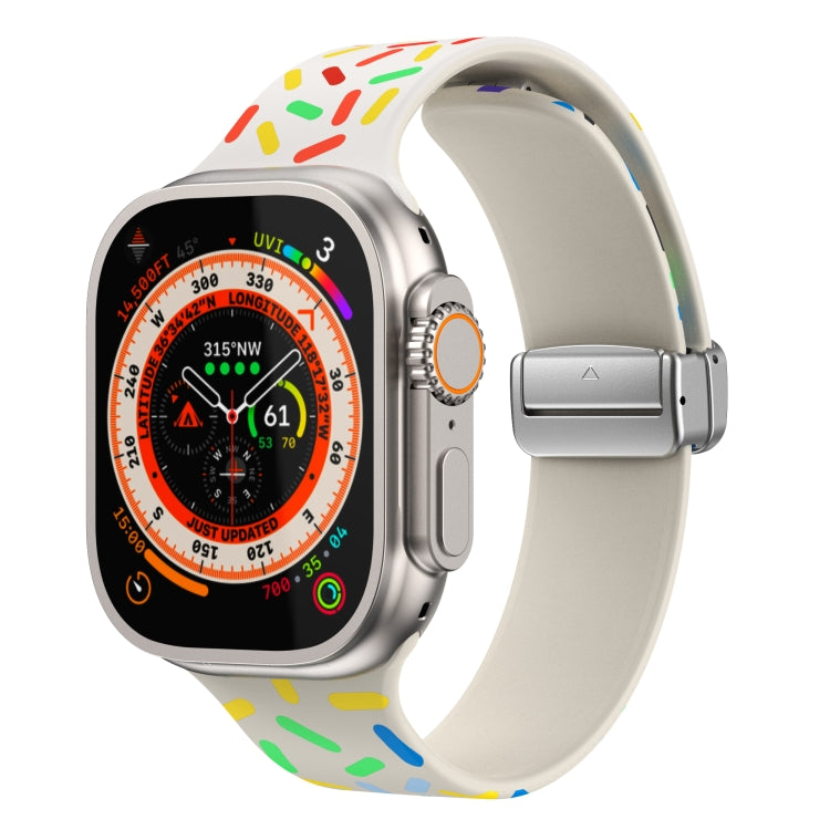 For Apple Watch 42mm Rainbow Dots Silicone Magnetic Buckle Watch Band(Starlight Color) - Watch Bands by PMC TechLife | Online Shopping South Africa | PMC TechLife