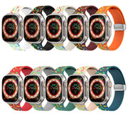 For Apple Watch 7 41mm Rainbow Dots Silicone Magnetic Buckle Watch Band(Pink)