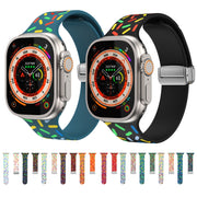 For Apple Watch 7 41mm Rainbow Dots Silicone Magnetic Buckle Watch Band(Green)