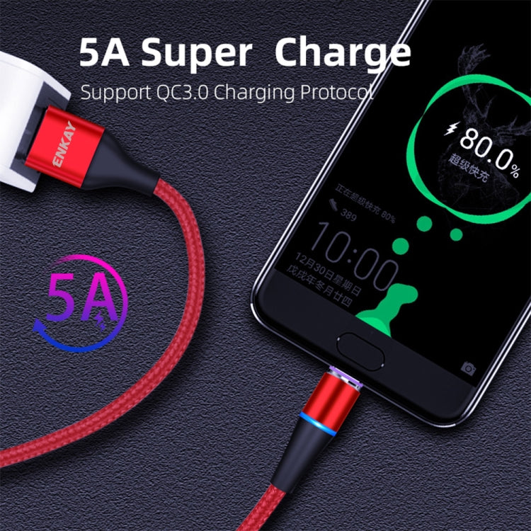 ENKAY 2 in 1 5A USB to Type-C + 8 Pin Magnetic Fast Charging Data Cable with LED Light, Length: 1m(Silver) - free shipping - PMC Jewellery - Order now!