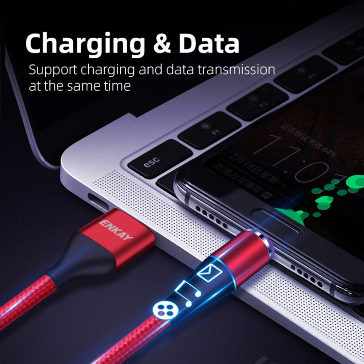 ENKAY 2 in 1 5A USB to Type-C + 8 Pin Magnetic Fast Charging Data Cable with LED Light, Length: 1m(Silver) - free shipping - PMC Jewellery - Order now!