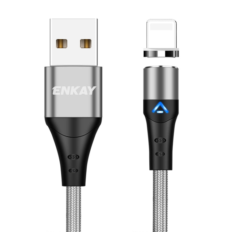 ENKAY 3A USB to 8 Pin Magnetic Fast Charging Data Cable with LED Light, Length:1m(Silver) - free shipping - PMC Jewellery - Order now!