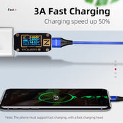 ENKAY 3A USB to 8 Pin Magnetic Fast Charging Data Cable with LED Light, Length:2m(Silver)