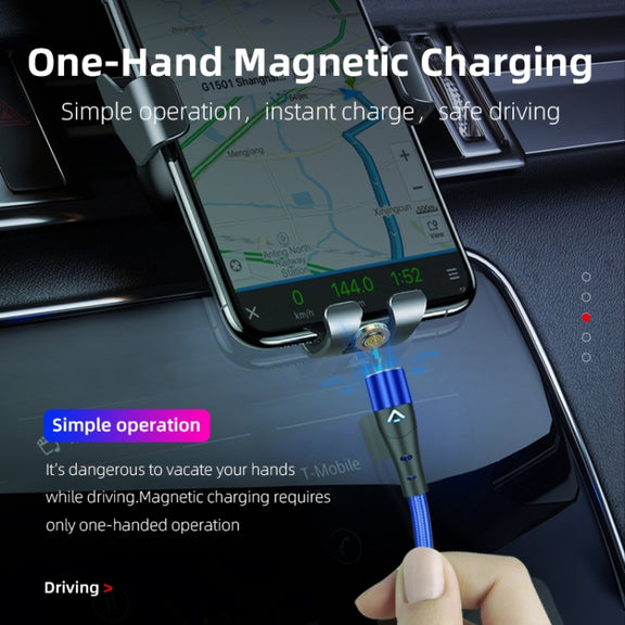 ENKAY 3A USB to 8 Pin Magnetic Fast Charging Data Cable with LED Light, Length:1m(Blue)