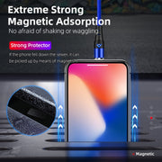 ENKAY 3A USB to 8 Pin Magnetic Fast Charging Data Cable with LED Light, Length:1m(Blue)