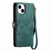 For iPhone 7 Plus / 8 Plus Geometric Zipper Wallet Side Buckle Leather Phone Case(Green)