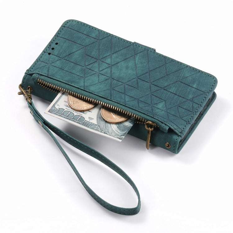 For iPhone 6 / 6s Geometric Zipper Wallet Side Buckle Leather Phone Case(Green) - free shipping - PMC TechLife - Order now!