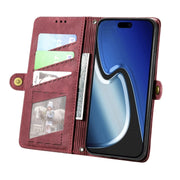 For iPhone 15 Geometric Zipper Wallet Side Buckle Leather Phone Case(Red)