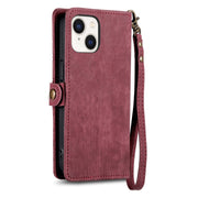 For iPhone 15 Pro Max Geometric Zipper Wallet Side Buckle Leather Phone Case(Red)