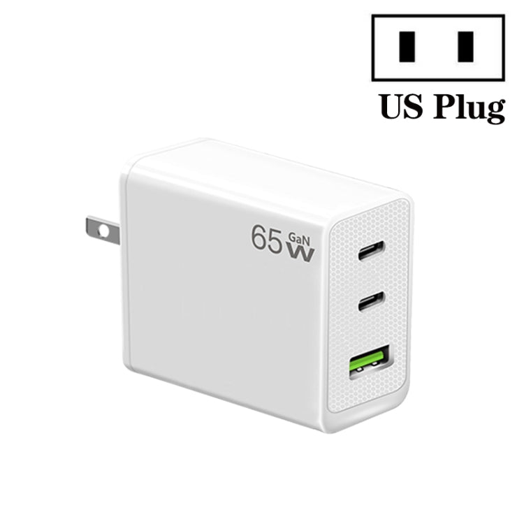 GaN PD65W Type-C x 2 + USB3.0 Laptop Adapter ,US Plug(White) - free shipping - PMC Jewellery - Order now!