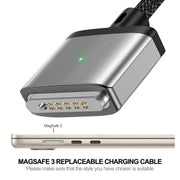 ENKAY 140W USB-C / Type-C to MagSafe 3 Nylon Braided Magnetic Charging Cable with LED Indicator for MacBook 6.6FT(Blue)