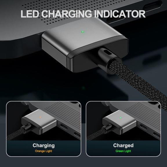 ENKAY 140W USB-C / Type-C to MagSafe 3 Nylon Braided Magnetic Charging Cable with LED Indicator for MacBook 6.6FT(Grey)