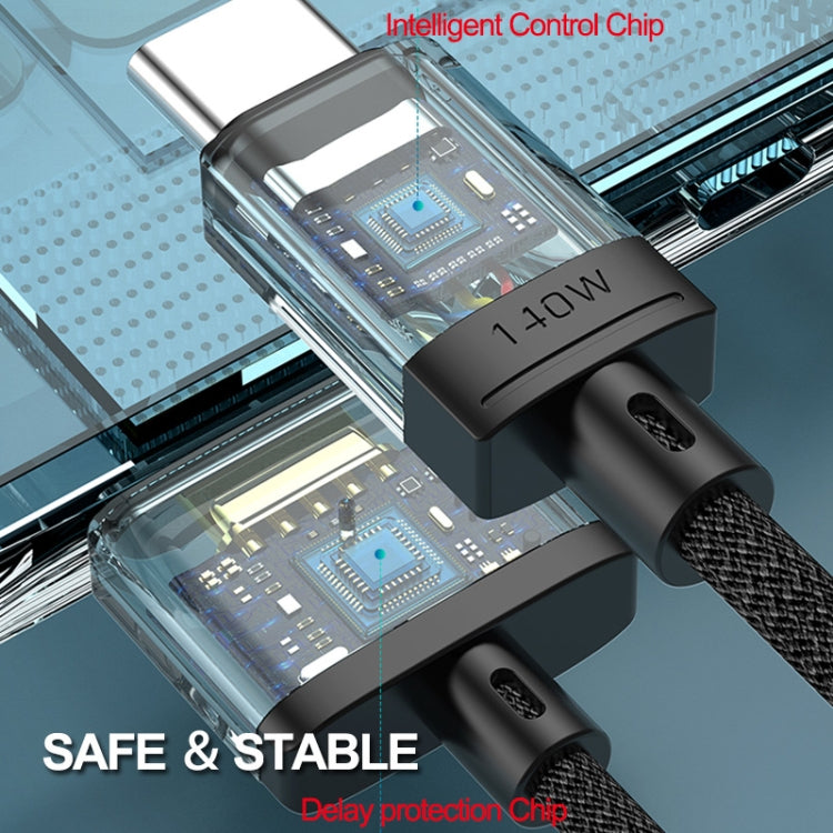 ENKAY 140W USB-C / Type-C to MagSafe 3 Nylon Braided Magnetic Charging Cable with LED Indicator for MacBook 6.6FT(Blue)