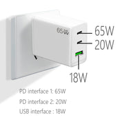 GaN PD65W Type-C x 2 + USB3.0 Charger with Type-C to Type-C Data Cable ,US Plug(White)