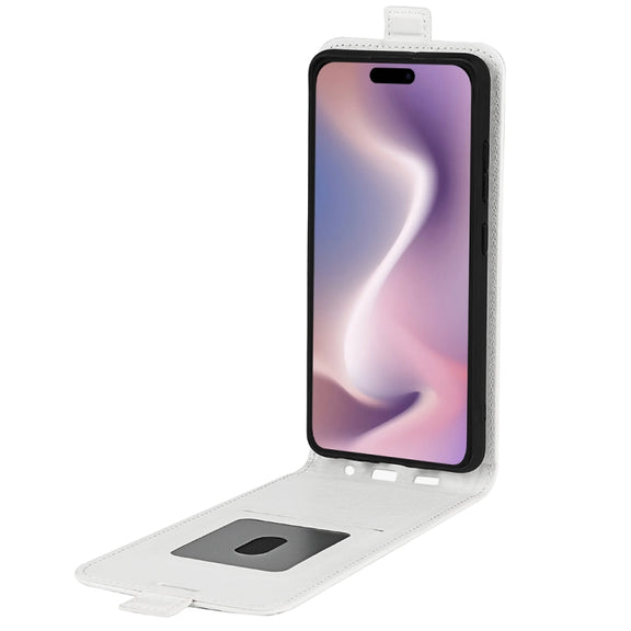 For iPhone 16 Pro R64 Texture Single Vertical Flip Leather Phone Case(White)