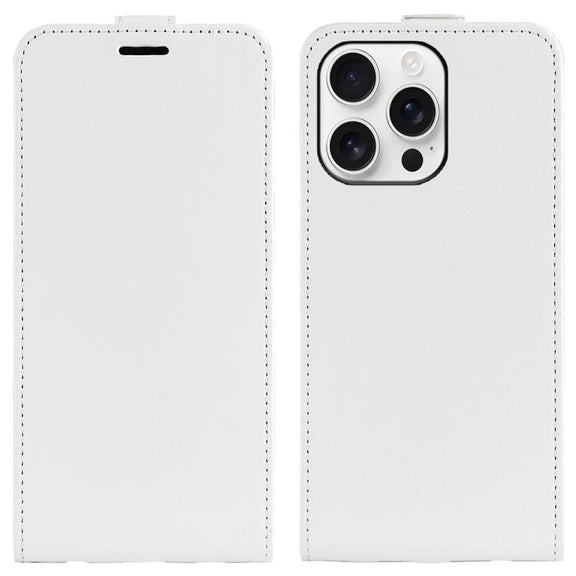 For iPhone 16 Pro R64 Texture Single Vertical Flip Leather Phone Case(White)