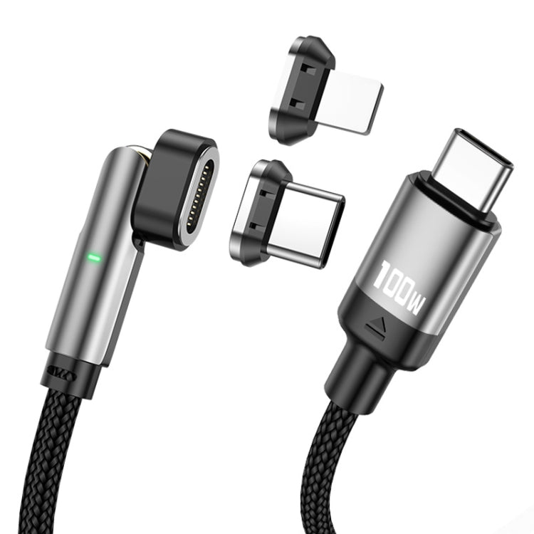 ENKAY 2 in 1 PD 100W / 27W 180 Degrees Rotation Magnetic Type-C / 8 Pin Fast Charging Data Cable with LED Light, Length:1m - free shipping - PMC Jewellery - Order now!