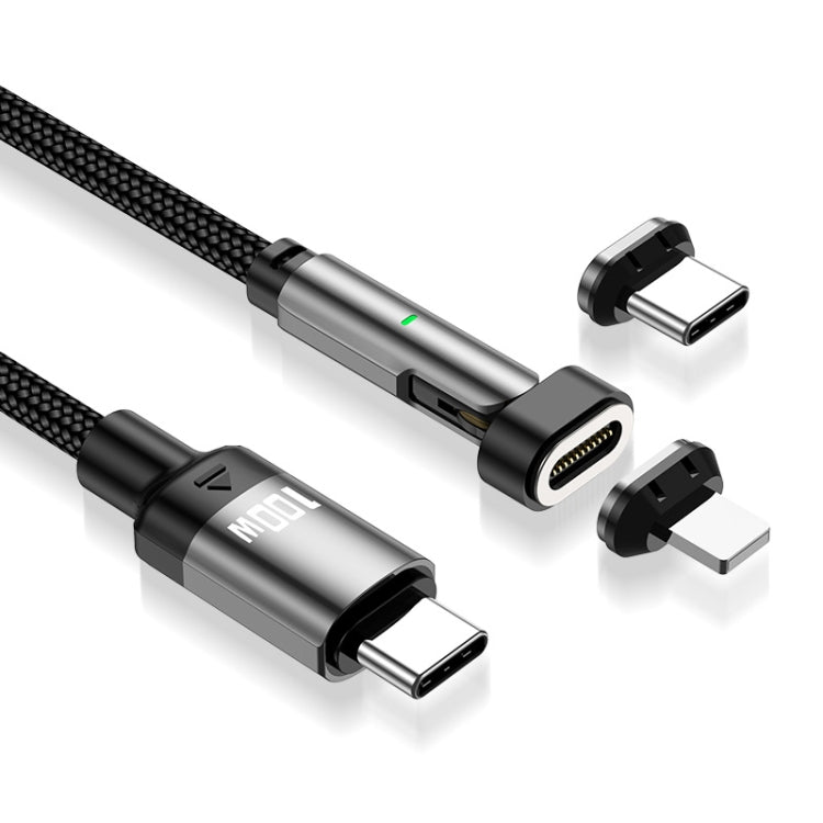 ENKAY 2 in 1 PD 100W / 27W 180 Degrees Rotation Magnetic Type-C / 8 Pin Fast Charging Data Cable with LED Light, Length:1m - free shipping - PMC Jewellery - Order now!