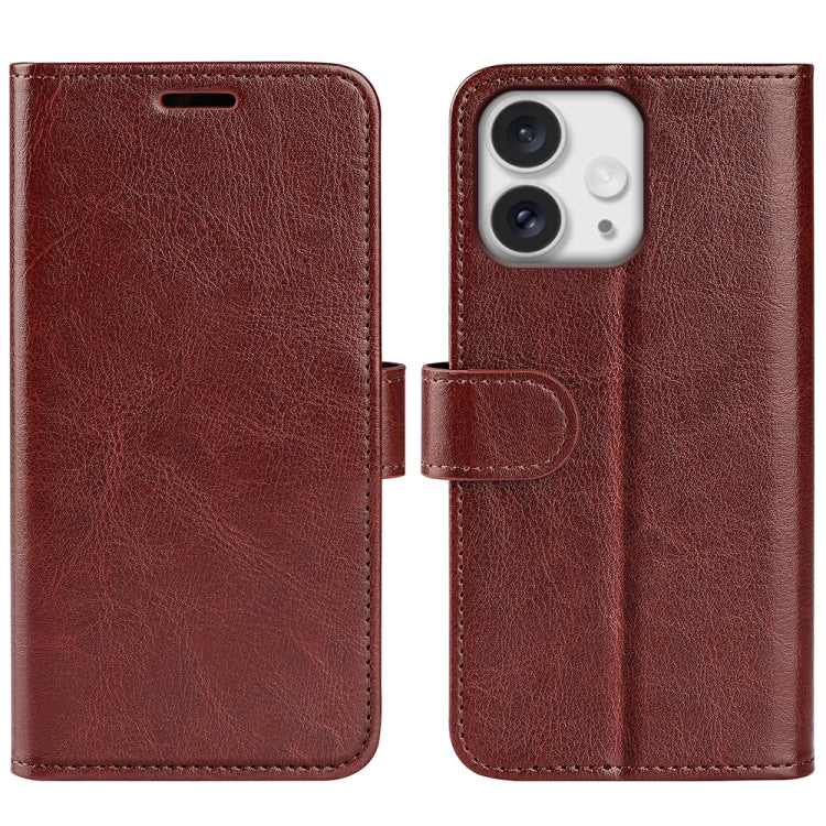 For iPhone 16 Pro R64 Texture Horizontal Flip Leather Phone Case(Brown) - iPhone 16 Pro Cases by PMC TechLife | Online Shopping South Africa | PMC TechLife | Buy Now Pay Later Mobicred