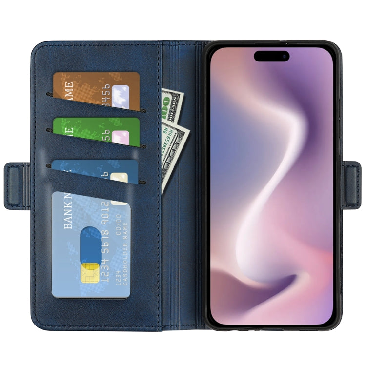 For iPhone 16 Plus Dual-side Magnetic Buckle Horizontal Flip Leather Phone Case(Dark Blue) - iPhone 16 Plus Cases by PMC TechLife | Online Shopping South Africa | PMC TechLife | Buy Now Pay Later Mobicred