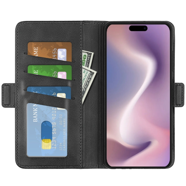 For iPhone 16 Pro Dual-side Magnetic Buckle Horizontal Flip Leather Phone Case(Black)