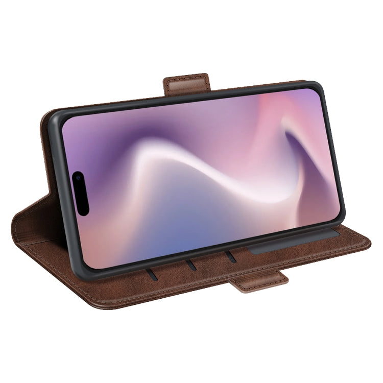 For iPhone 16 Pro Dual-side Magnetic Buckle Horizontal Flip Leather Phone Case(Brown) - iPhone 16 Pro Cases by PMC TechLife | Online Shopping South Africa | PMC TechLife | Buy Now Pay Later Mobicred