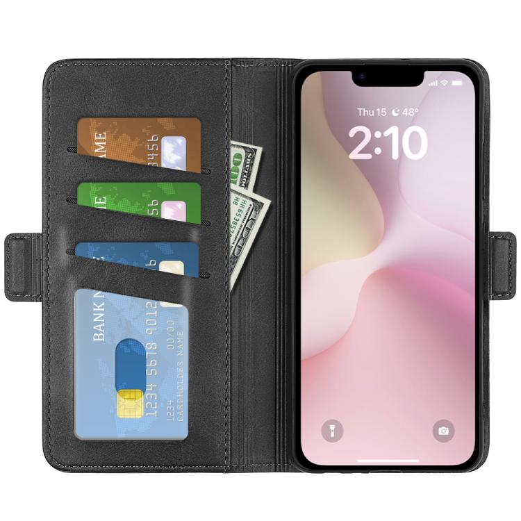 For iPhone 16e Dual-side Magnetic Buckle Horizontal Flip Leather Phone Case(Black) - iPhone 16e Cases by PMC TechLife | Online Shopping South Africa | PMC TechLife | Buy Now Pay Later Mobicred