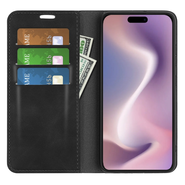 For iPhone 16 Pro Max Retro-skin Magnetic Suction Leather Phone Case(Black) - iPhone 16 Pro Max Cases by PMC TechLife | Online Shopping South Africa | PMC TechLife | Buy Now Pay Later Mobicred