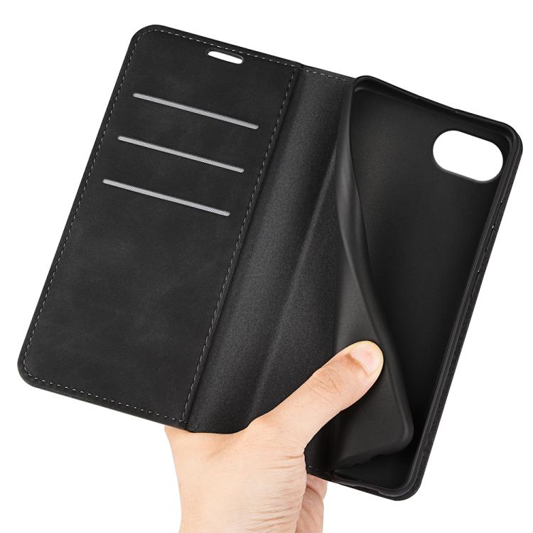 For iPhone 16e Retro-skin Magnetic Suction Leather Phone Case(Black) - iPhone 16e Cases by PMC TechLife | Online Shopping South Africa | PMC TechLife | Buy Now Pay Later Mobicred