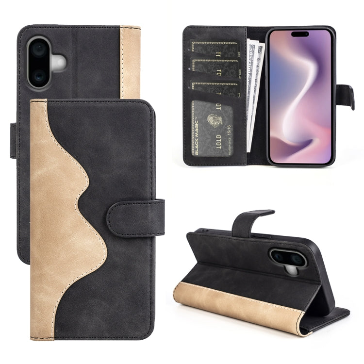For iPhone 16 Stitching Horizontal Flip Leather Phone Case(Black) - iPhone 16 Cases by PMC TechLife | Online Shopping South Africa | PMC TechLife | Buy Now Pay Later Mobicred